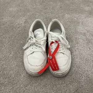 Kids White Sneakers with Red Accent